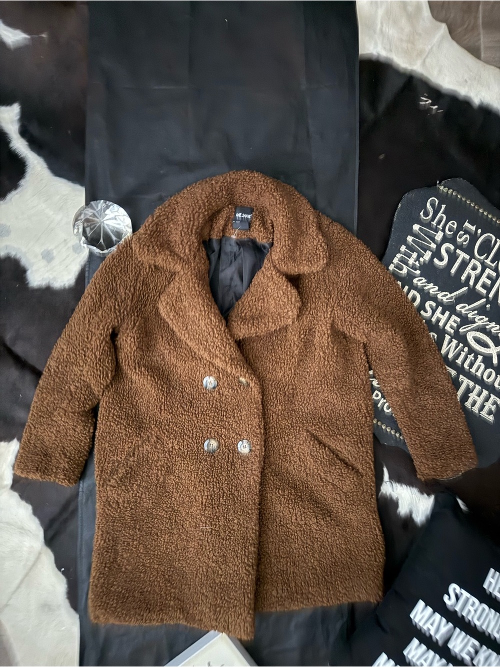 Me Jane Brown Teddy Faux Shearling Coat